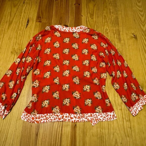 Anthropologie x Farm Rio Red Coral Floral Kimono Style Top SZ OSFA - Picture 9 of 9
